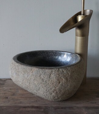 Rene Houtman Kleine Stenen Waskom + Spoelgat | H13,5 x B24 x D22 cm