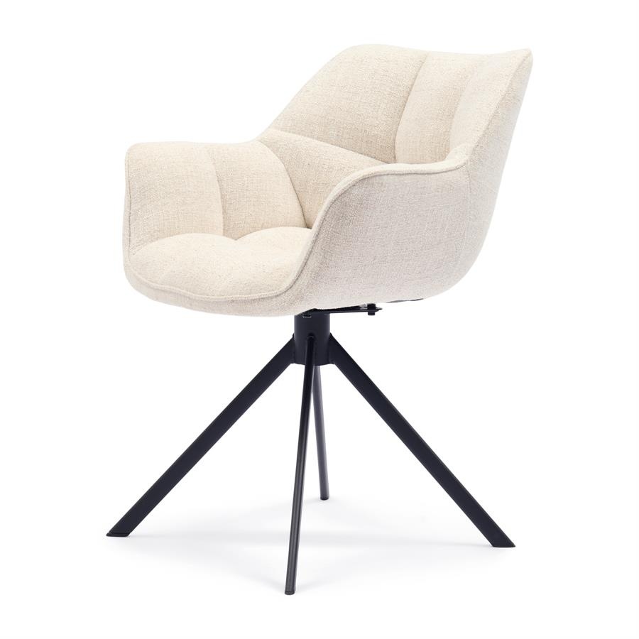 Rivièra Maison Carnaby Eetkamerstoel | Draaibaar | Antiek Wit | 82x67x60 cm