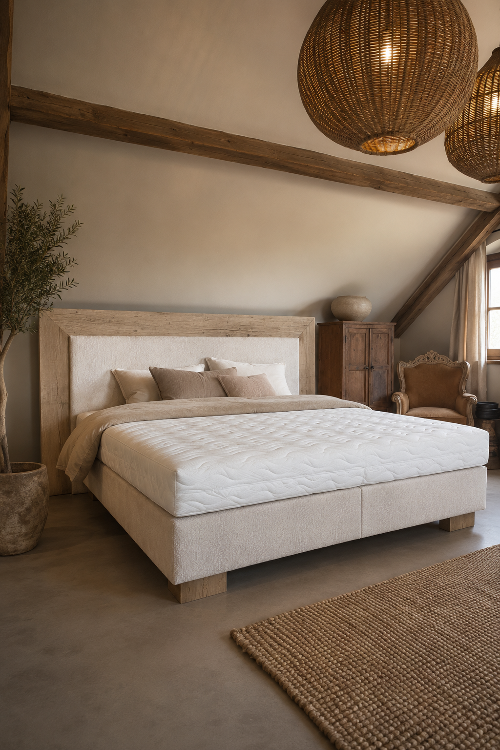 Rene Houtman Boxspring Bed Woods Licht Oud Eikenhouten Lijst
