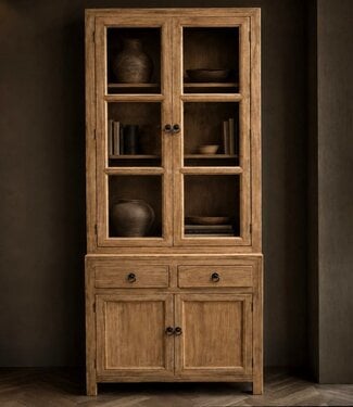 Luksa Home Collection Vitrinekast Elia | Naturel | H200xB80xD45 cm