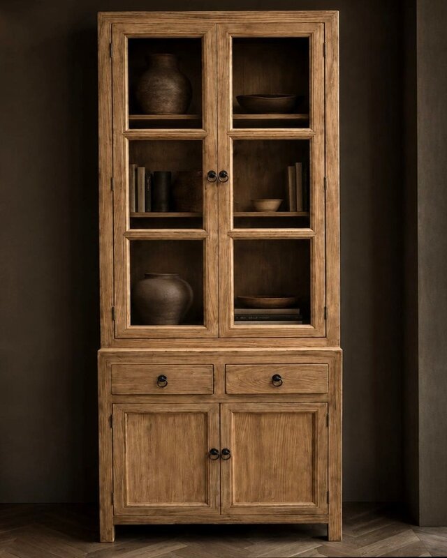 Luksa Home Collection Vitrinekast Elia | Naturel | H200xB80xD45 cm