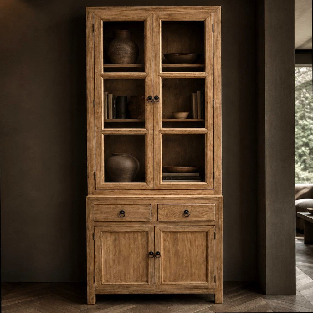 Luksa Home Collection Vitrinekast Elia | Naturel | H200xB80xD45 cm