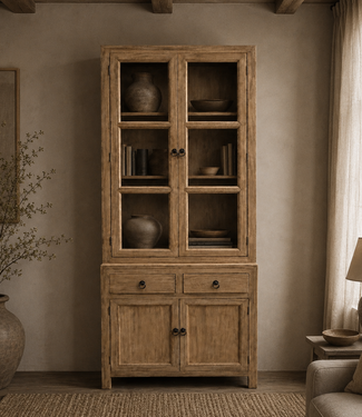 Luksa Home Collection Vitrinekast Elia | Naturel | H200xB80xD45 cm
