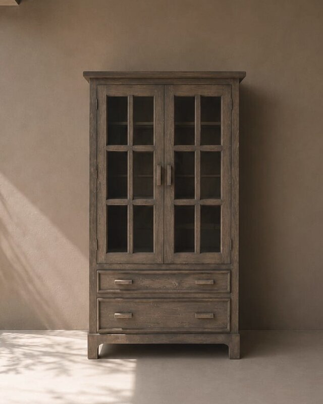 Luksa Home Collection Vitrinekast Arwin | Antique Grey | H180xB100xD40 cm