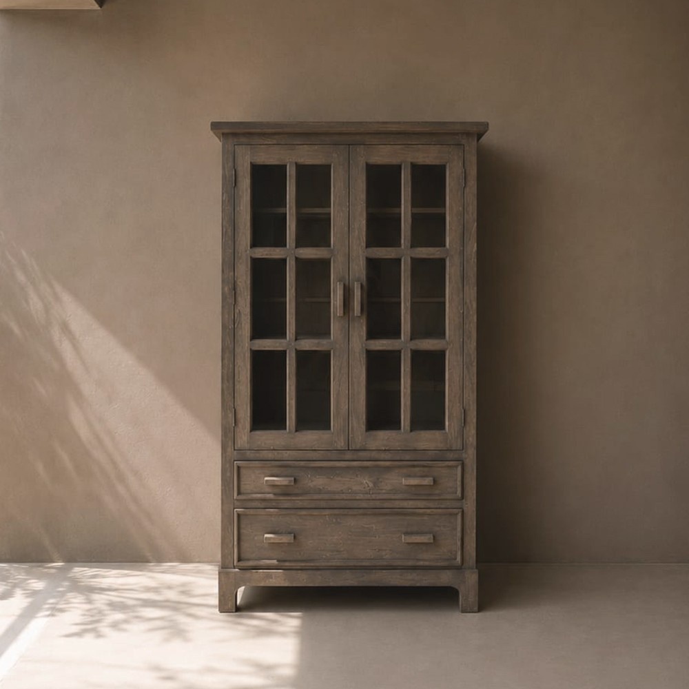 Luksa Home Collection Vitrinekast Arwin | Antique Grey | H180xB100xD40 cm