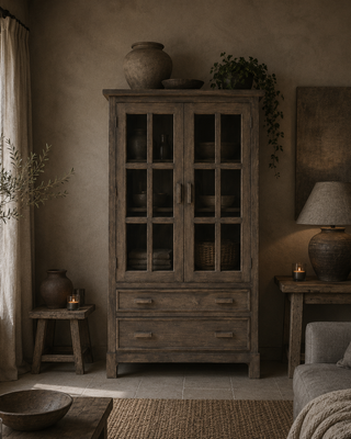Luksa Home Collection Vitrinekast Arwin | Antique Grey | H180xB100xD40 cm