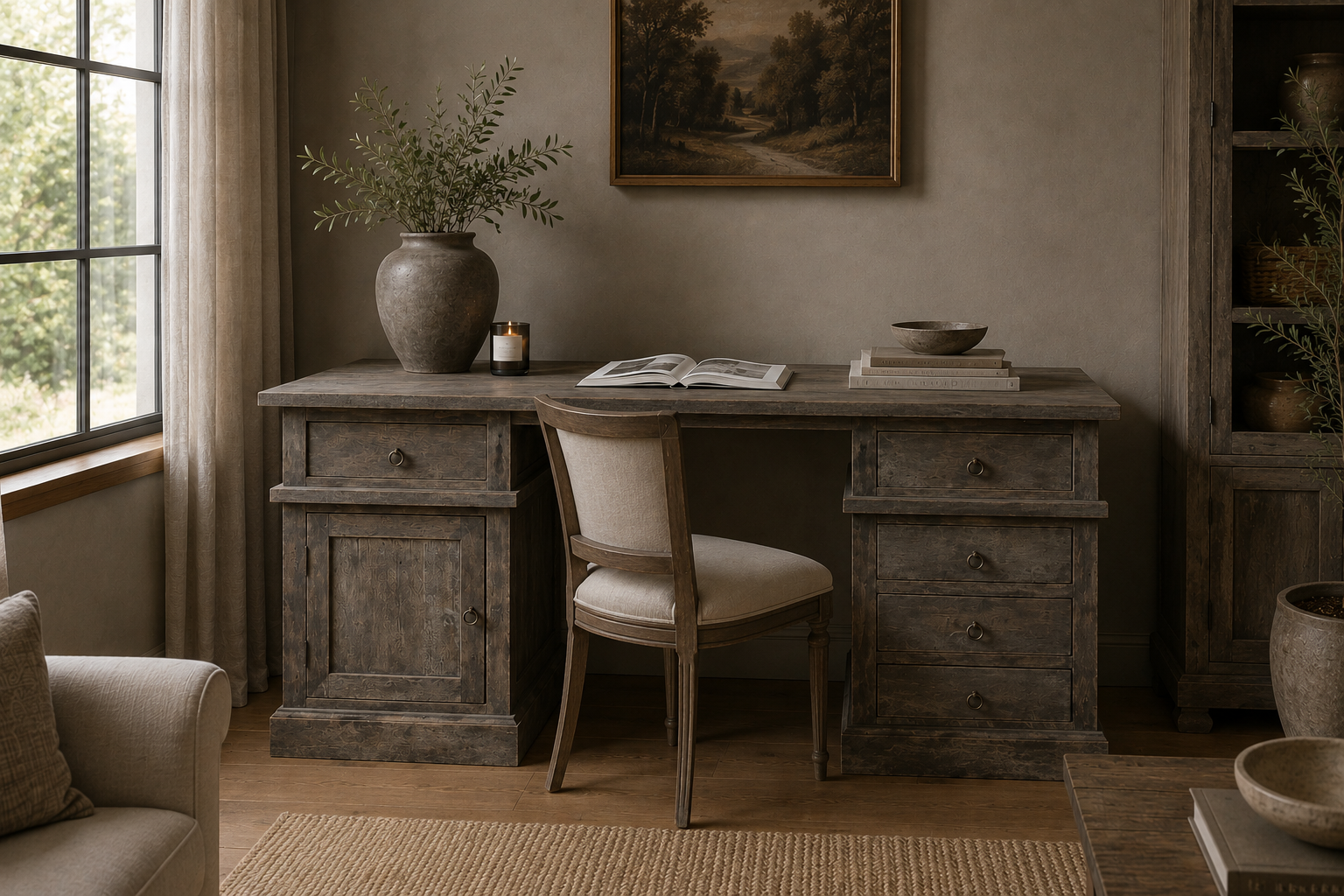 Luksa Home Collection Bureau Stan | Antique Grey | H78xB190xD70 cm