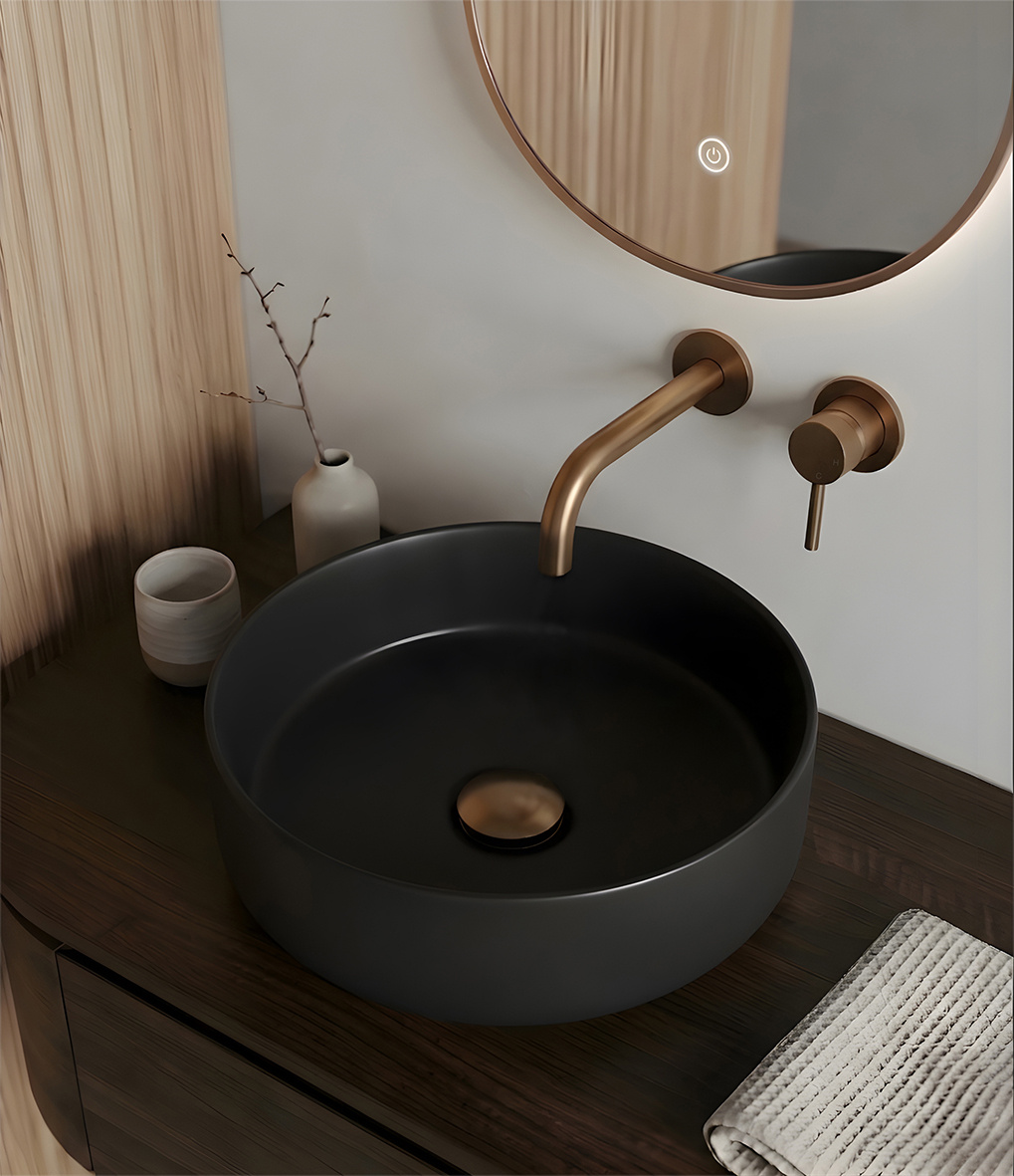 Wiesbaden Waskom Colosso Rond | Keramiek | Mat Zwart | 36x12 cm
