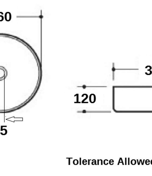Wiesbaden Waskom Colosso Rond | Keramiek | Mat Wit | 36x12 cm