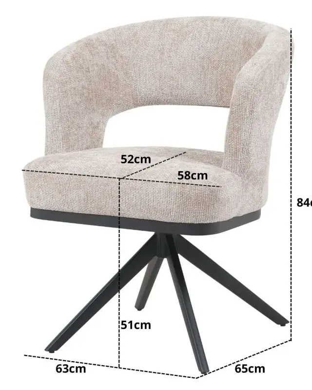 Reefs Interior Eetkamerstoel Vera | Taupe | H83xB63xD65 cm