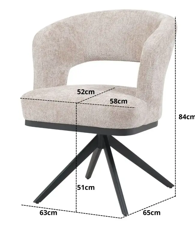 Reefs Interior Eetkamerstoel Vera | Taupe | H83xB63xD65 cm