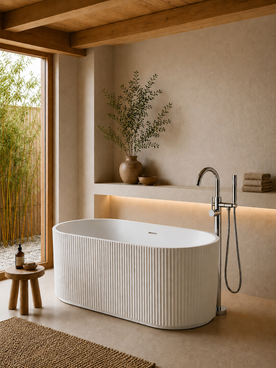 Wiesbaden Rivi vrijstaand ligbad 180 x 80 cm acryl mat wit met waste mat wit
