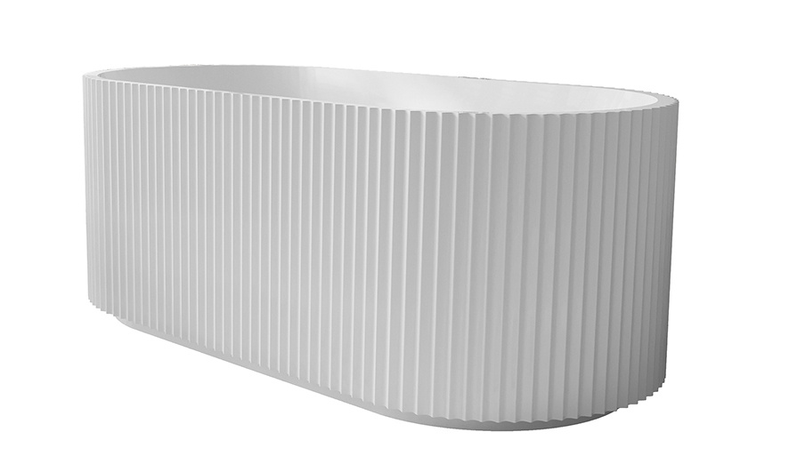 Wiesbaden Rivi vrijstaand ligbad 180 x 80 cm acryl mat wit met waste mat wit