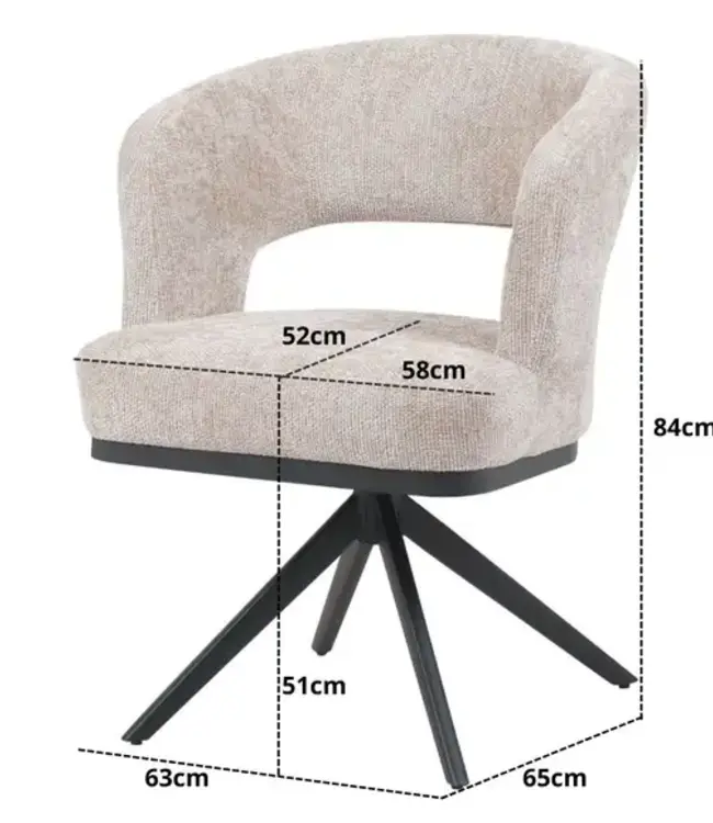 Reefs Interior Eetkamerstoel Vera | Beige | H83xB63xD65 cm