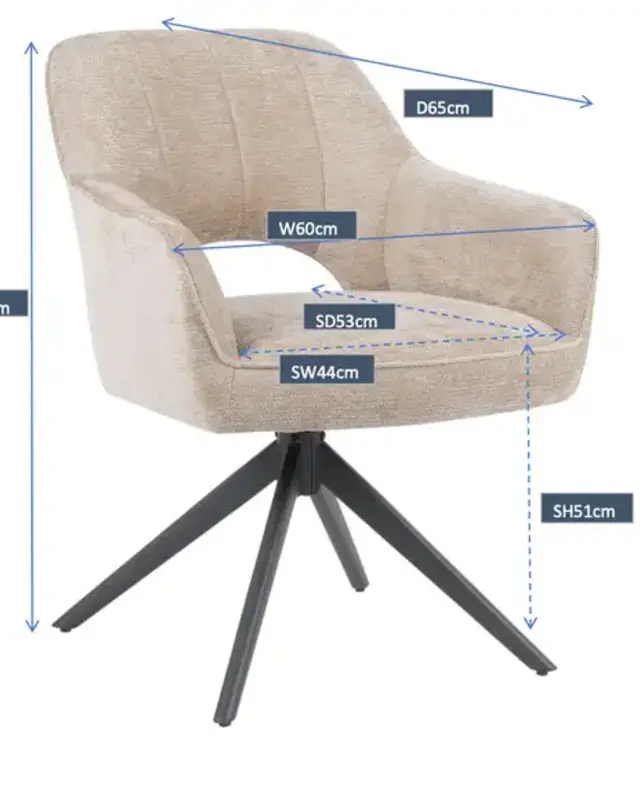Reefs Interior Eetkamerstoel Sofie | Naturel | H86xB60xD65 cm