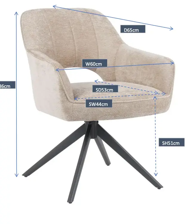 Reefs Interior Eetkamerstoel Sofie | Taupe | H86xB60xD65 cm