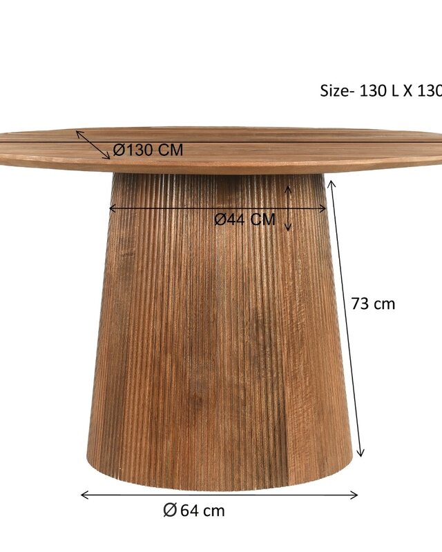 Livingfurn Salvator Eetkamertafel Rond | Mangohout | H76xD130 cm