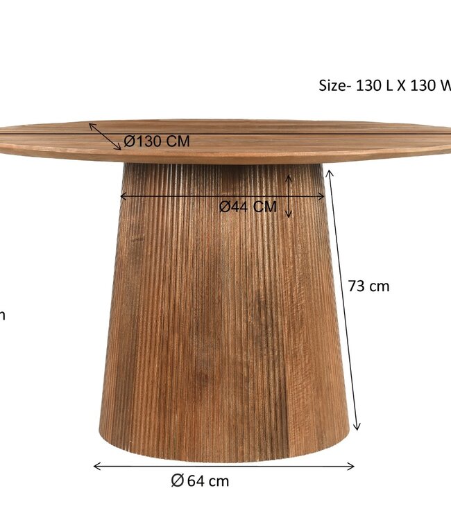 Livingfurn Salvator Eetkamertafel Rond | Mangohout | H76xD130 cm