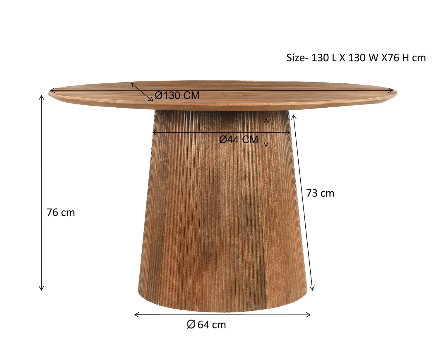 Livingfurn Salvator Eetkamertafel Rond | Mangohout | H76xD130 cm