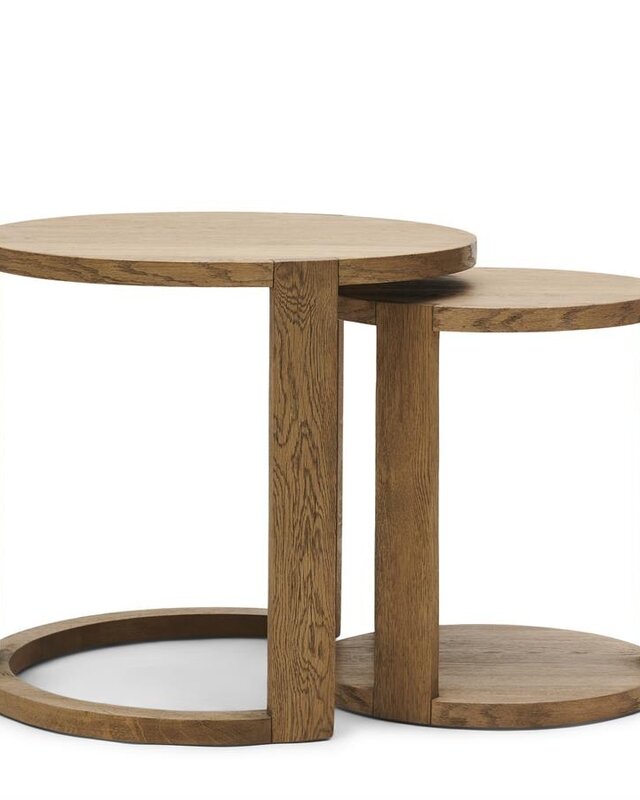 Rivièra Maison Astoria Bijzettafel | Set Van 2 | Eikenhout