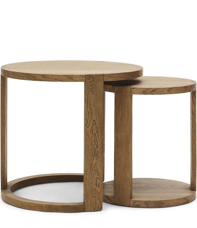 Rivièra Maison Astoria Bijzettafel | Set Van 2 | Eikenhout