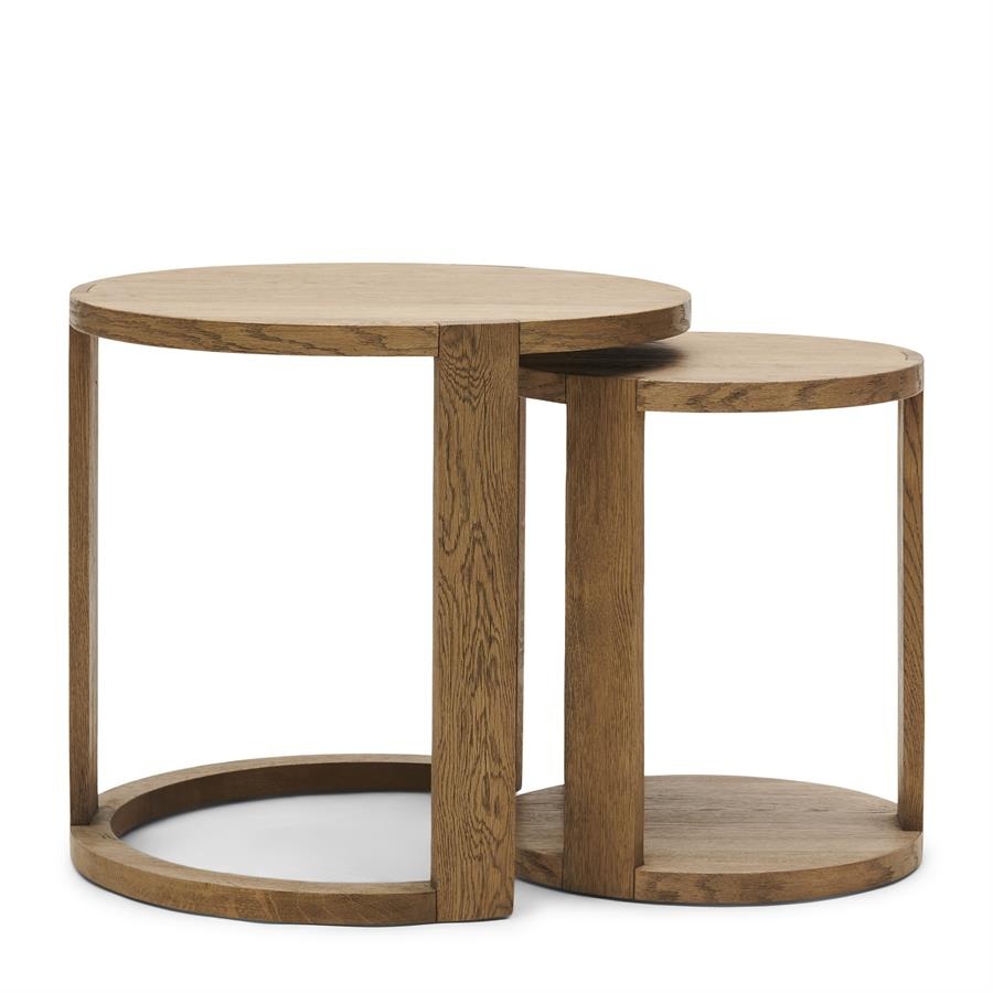 Rivièra Maison Astoria Bijzettafel | Set Van 2 | Eikenhout