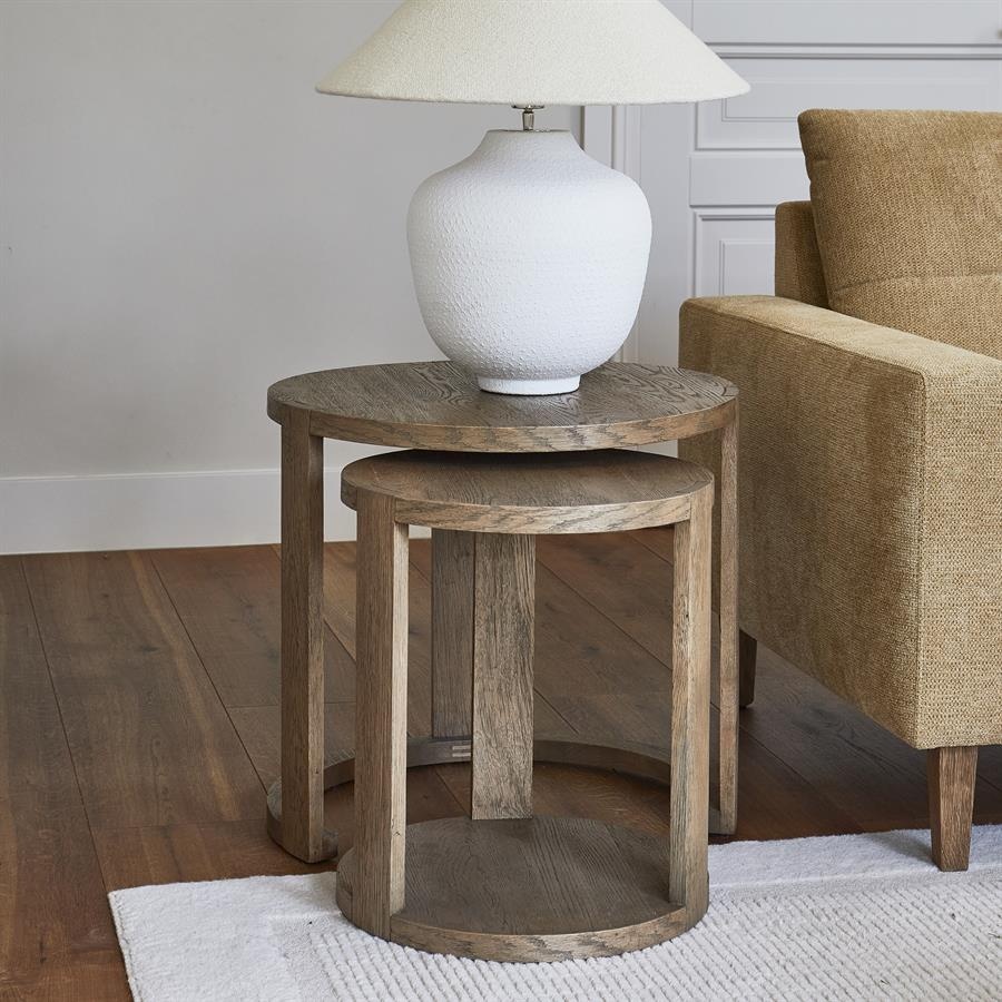 Rivièra Maison Astoria Bijzettafel | Set Van 2 | Eikenhout