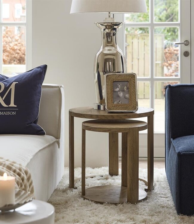 Rivièra Maison Astoria Bijzettafel | Set Van 2 | Eikenhout