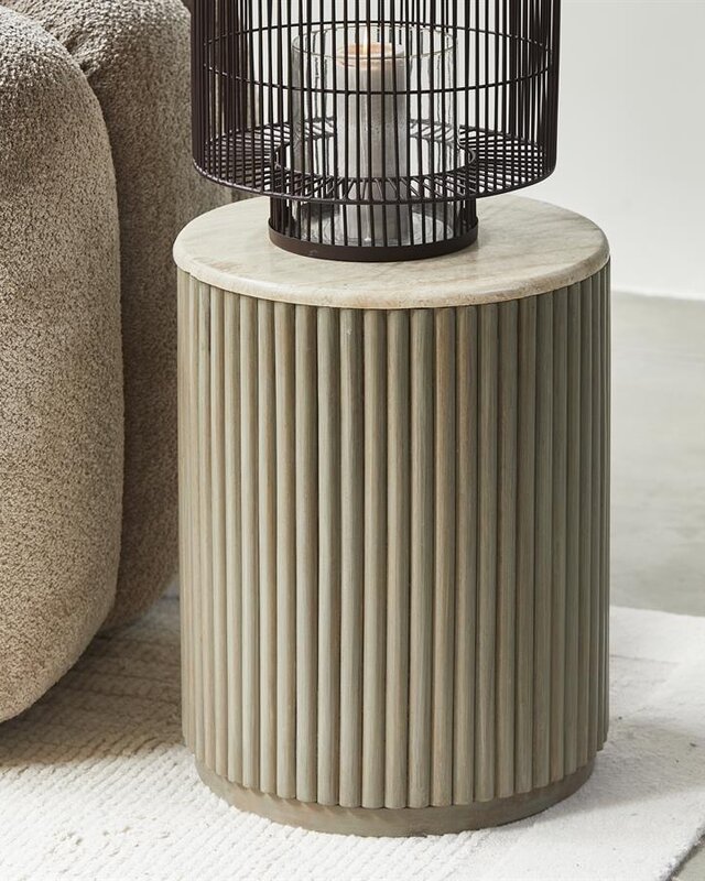 Rivièra Maison Villanova Bijzettafel | Travertijn | H53xD42 cm