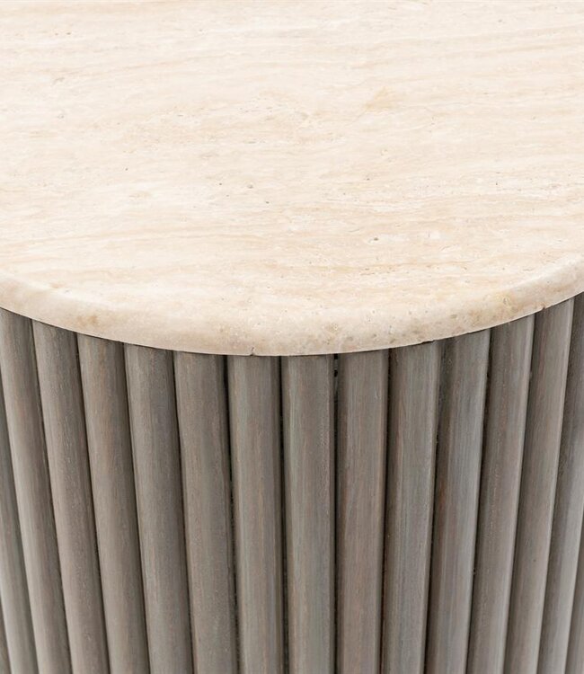 Rivièra Maison Villanova Bijzettafel | Travertijn | H53xD42 cm