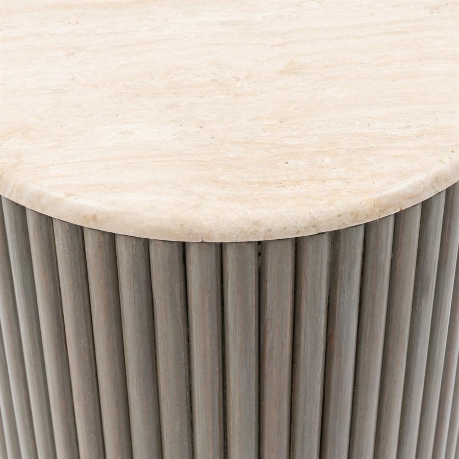 Rivièra Maison Villanova Bijzettafel | Travertijn | H53xD42 cm