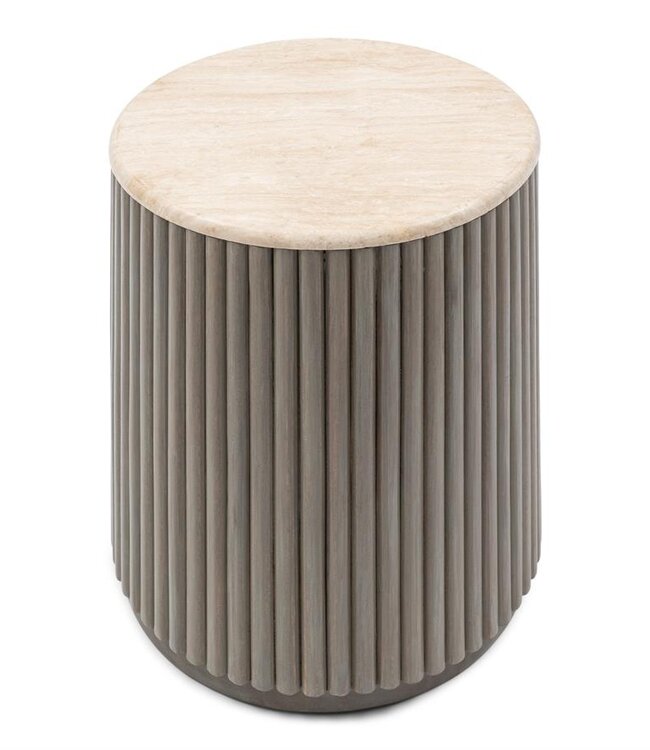 Rivièra Maison Villanova Bijzettafel | Travertijn | H53xD42 cm