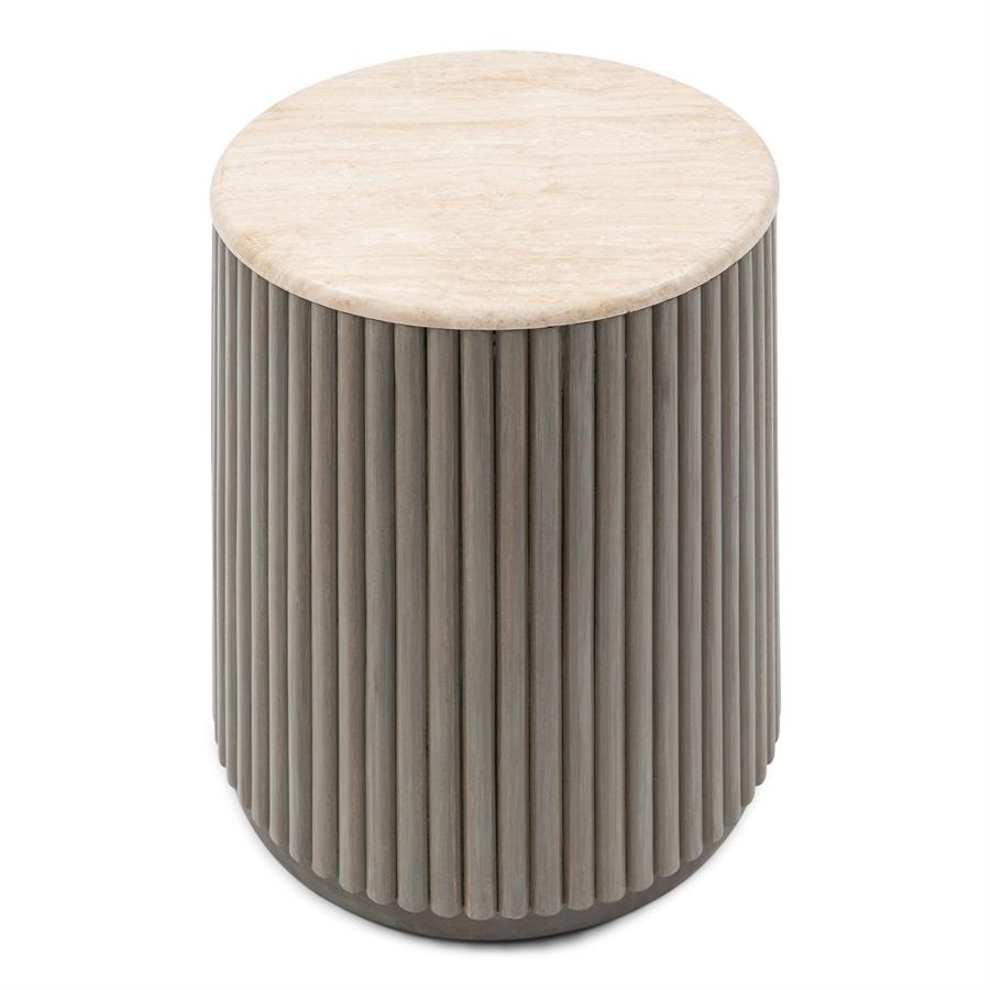 Rivièra Maison Villanova Bijzettafel | Travertijn | H53xD42 cm