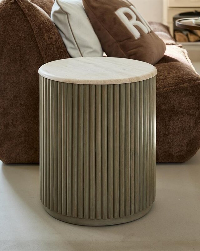 Rivièra Maison Villanova Bijzettafel | Travertijn | H53xD42 cm