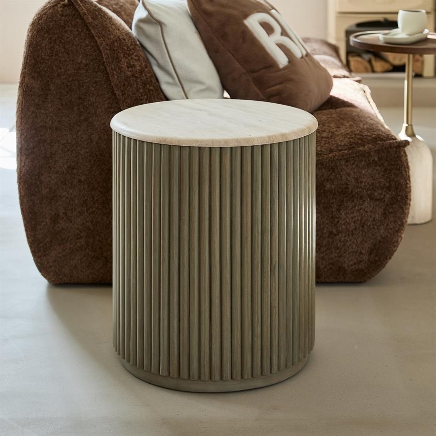 Rivièra Maison Villanova Bijzettafel | Travertijn | H53xD42 cm