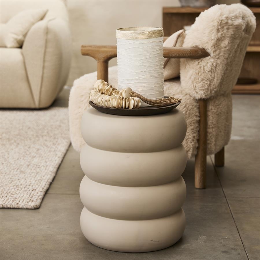 Rivièra Maison Rose Tower Bijzettafel | Warm Beige | H44xD43 cm
