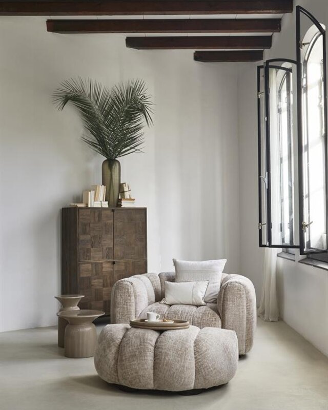 Rivièra Maison Cascais Bijzettafel | Sand | Keramiek | H40 x D60 cm