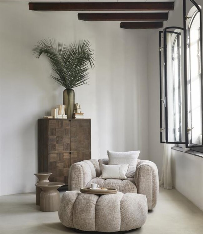 Rivièra Maison Cascais Bijzettafel | Sand | Keramiek | H40 x D60 cm