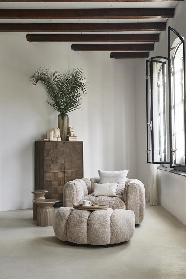 Rivièra Maison Cascais Bijzettafel | Sand | Keramiek | H40 x D60 cm