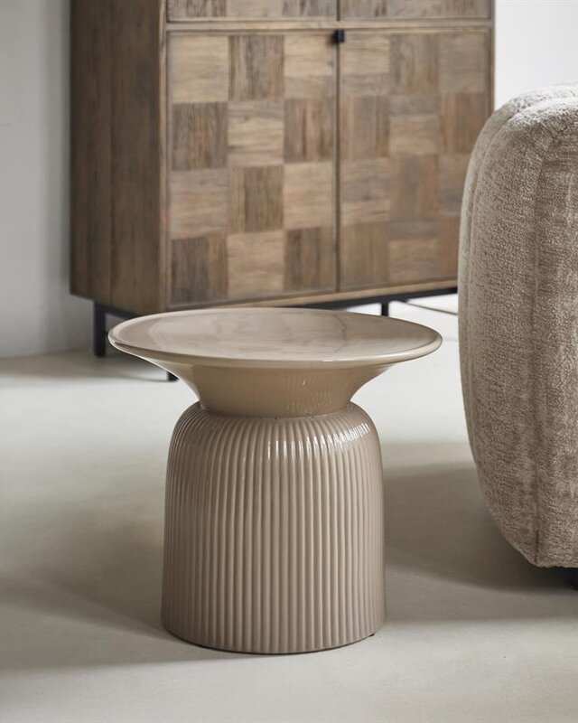 Rivièra Maison Cascais Bijzettafel | Sand | Keramiek | H40 x D60 cm