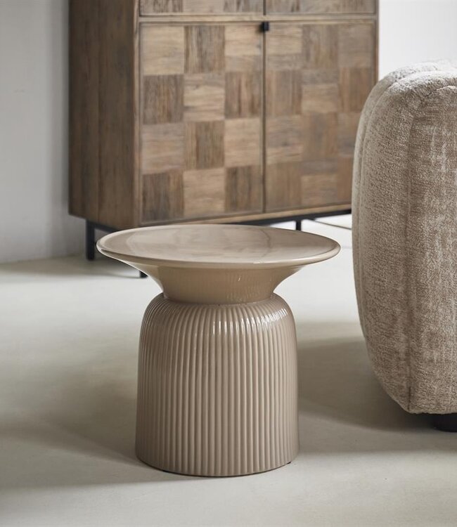 Rivièra Maison Cascais Bijzettafel | Sand | Keramiek | H40 x D60 cm
