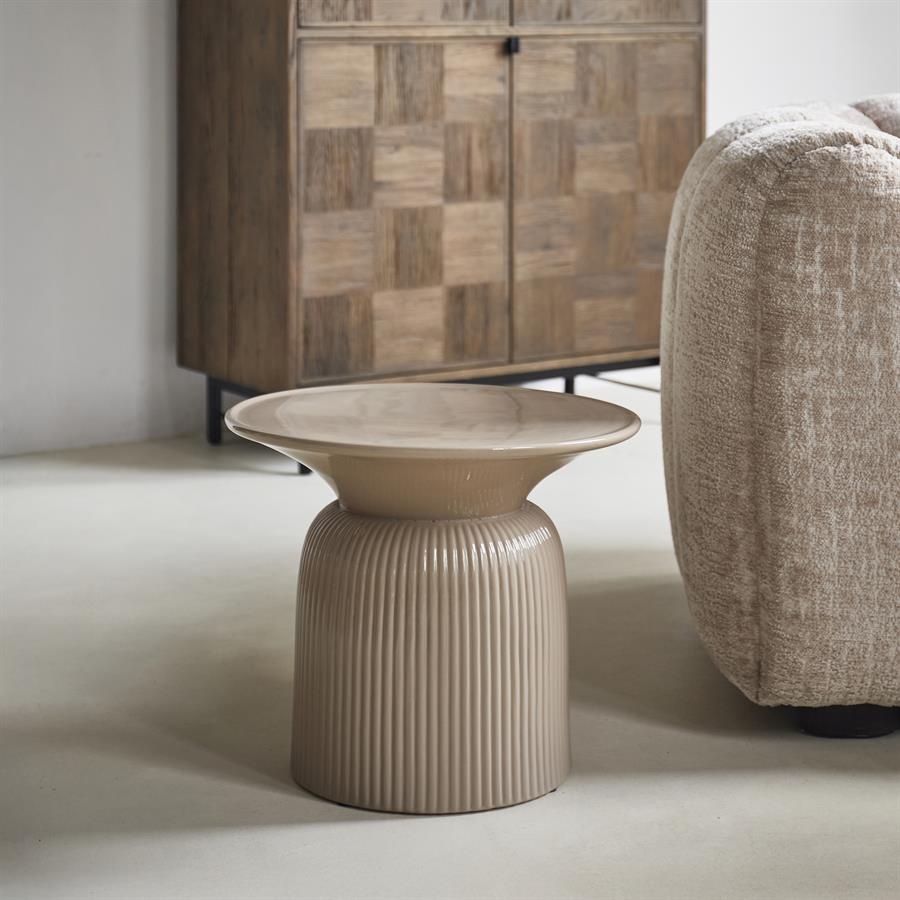 Rivièra Maison Cascais Bijzettafel | Sand | Keramiek | H40 x D60 cm