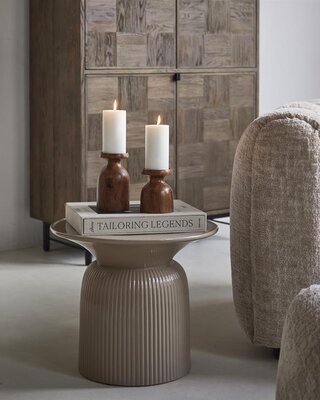 Rivièra Maison Cascais Bijzettafel | Sand | Keramiek | H40 x D60 cm
