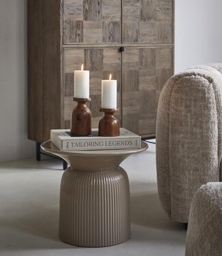 Rivièra Maison Cascais Bijzettafel | Sand | Keramiek | H40 x D60 cm