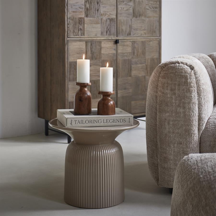 Rivièra Maison Cascais Bijzettafel | Sand | Keramiek | H40 x D60 cm
