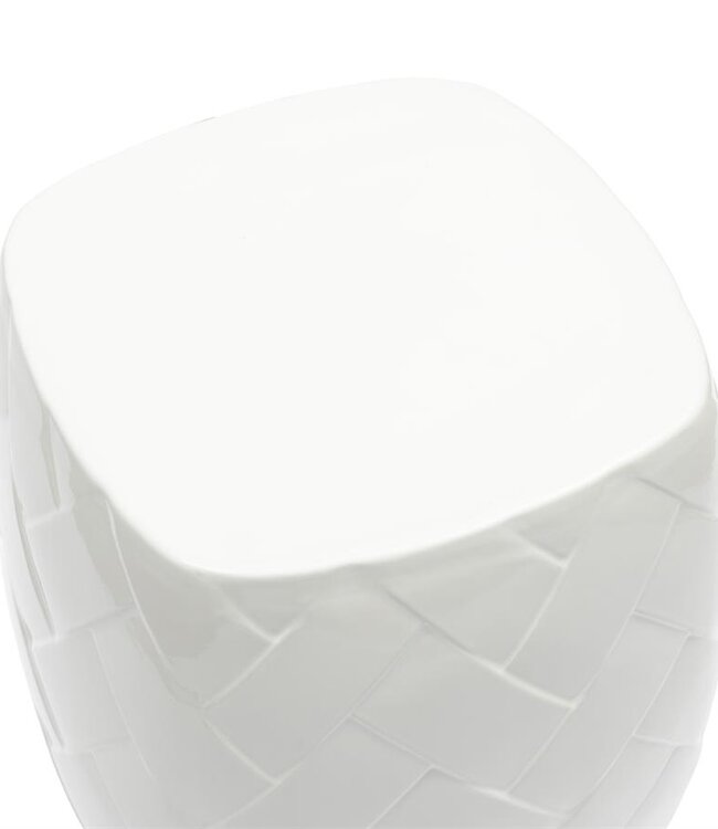 Rivièra Maison Tavira Bijzettafel | Wit | Keramiek | H46 x D37 cm
