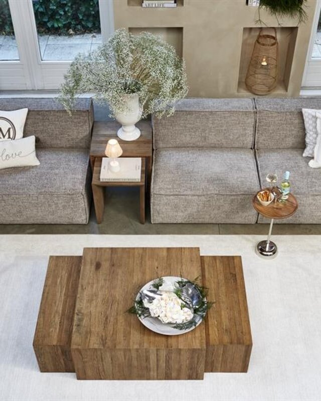 Rivièra Maison Sant Mateu Bijzettafel | Set Van 2 | Eikenhout