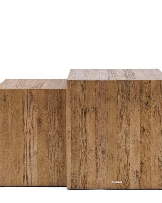 Rivièra Maison Sant Mateu Bijzettafel | Set Van 2 | Eikenhout