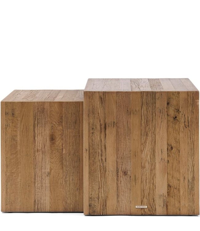 Rivièra Maison Sant Mateu Bijzettafel | Set Van 2 | Eikenhout
