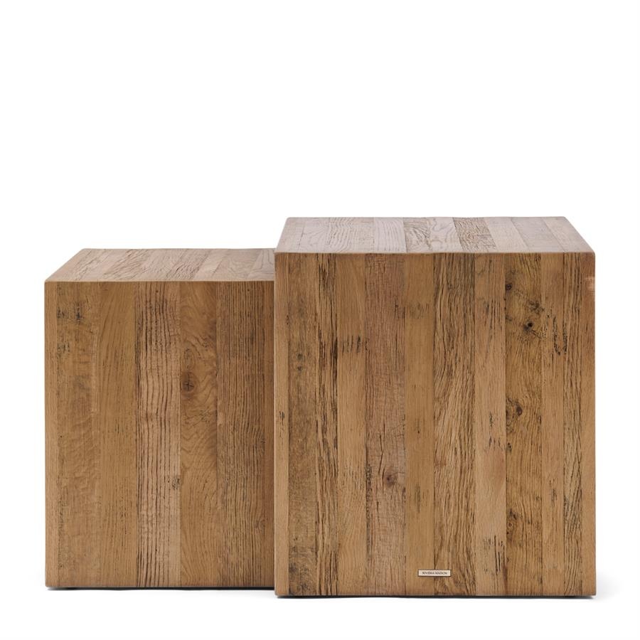 Rivièra Maison Sant Mateu Bijzettafel | Set Van 2 | Eikenhout